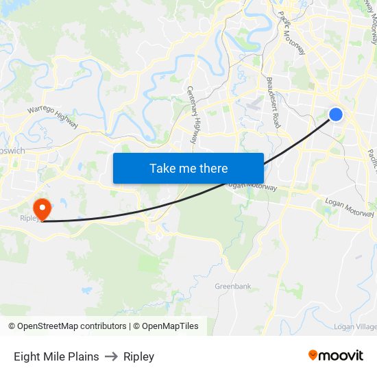 Eight Mile Plains to Ripley map
