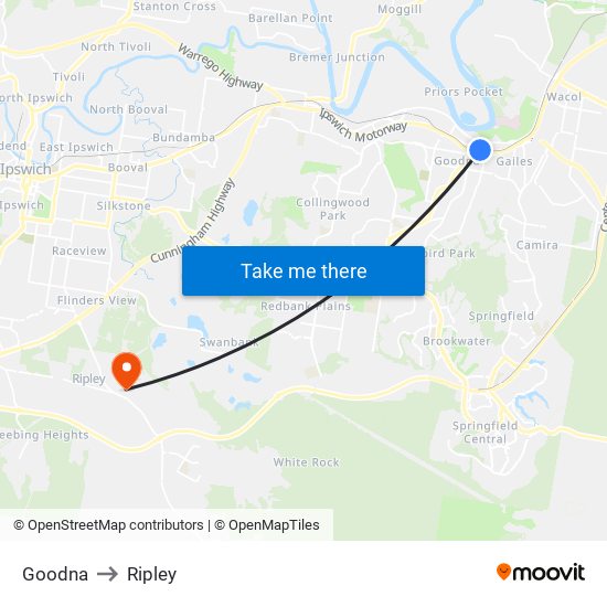 Goodna to Ripley map