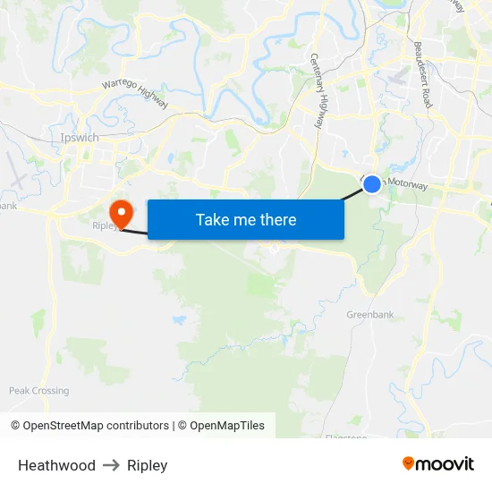 Heathwood to Ripley map