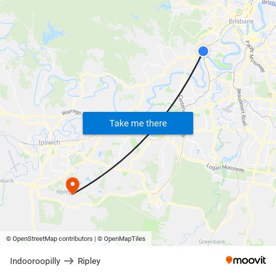 Indooroopilly to Ripley map
