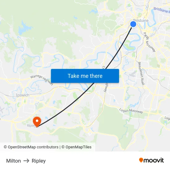 Milton to Ripley map