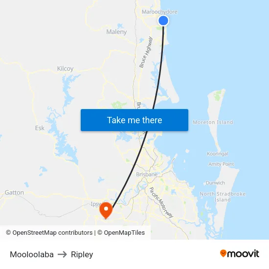 Mooloolaba to Ripley map