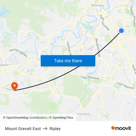 Mount Gravatt East to Ripley map