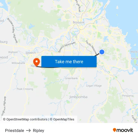 Priestdale to Ripley map