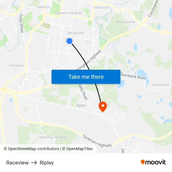 Raceview to Ripley map