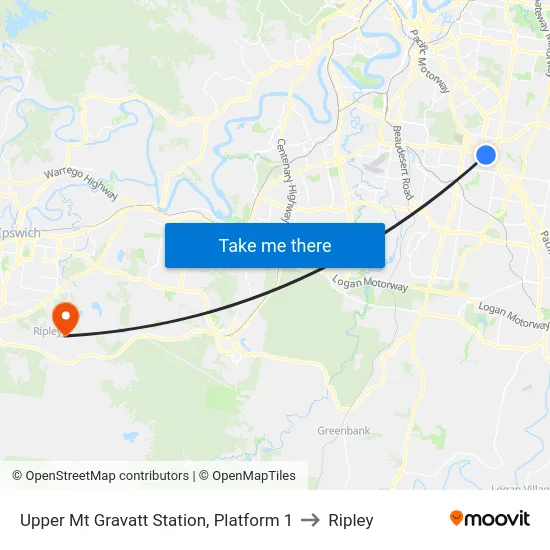 Upper Mt Gravatt Station, Platform 1 to Ripley map
