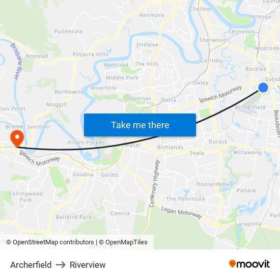 Archerfield to Riverview map