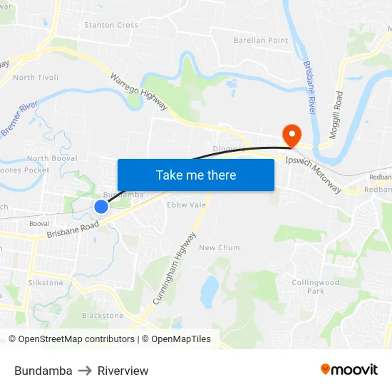 Bundamba to Riverview map