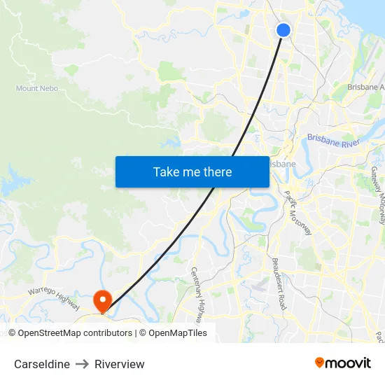 Carseldine to Riverview map