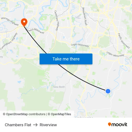 Chambers Flat to Riverview map