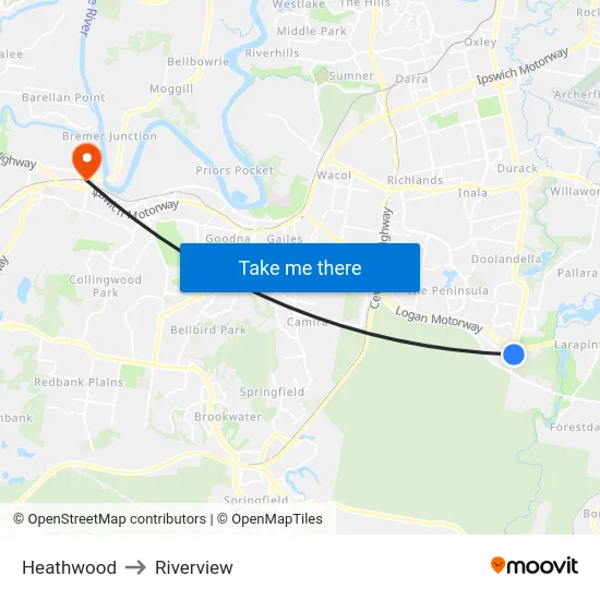 Heathwood to Riverview map