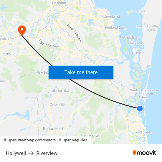 Hollywell to Riverview map