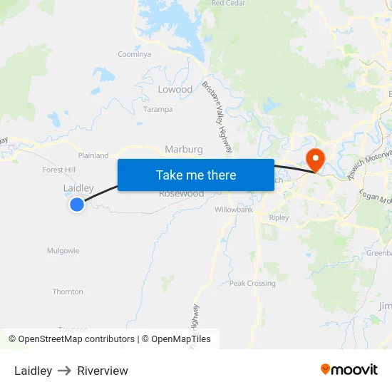 Laidley to Riverview map