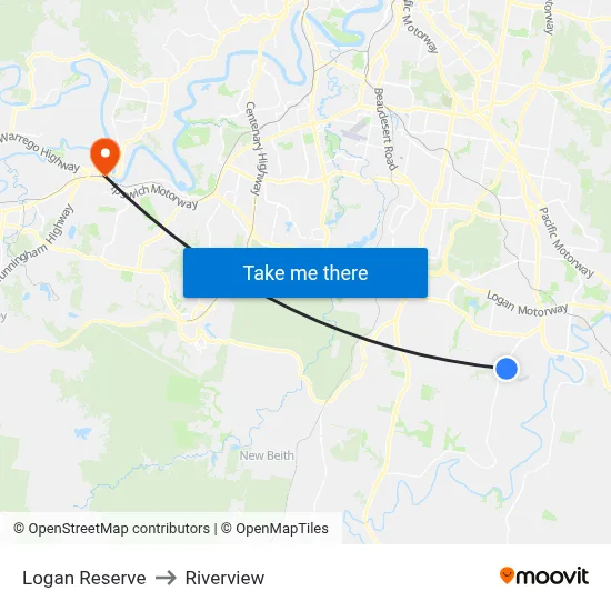 Logan Reserve to Riverview map