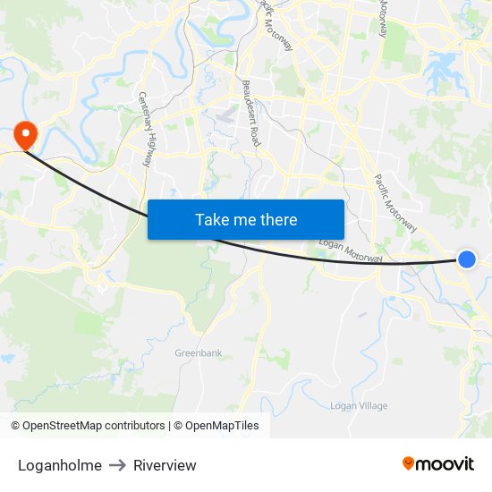 Loganholme to Riverview map