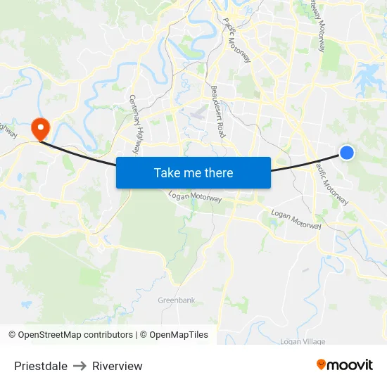 Priestdale to Riverview map