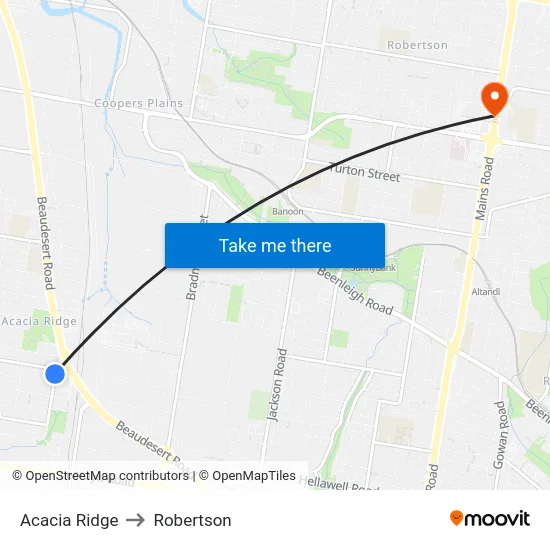 Acacia Ridge to Robertson map