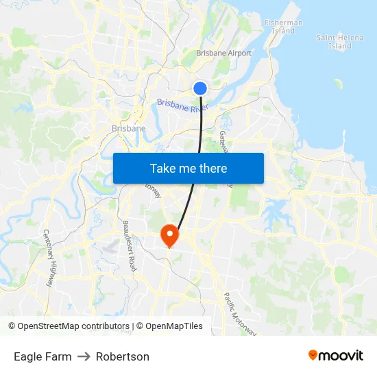Eagle Farm to Robertson map