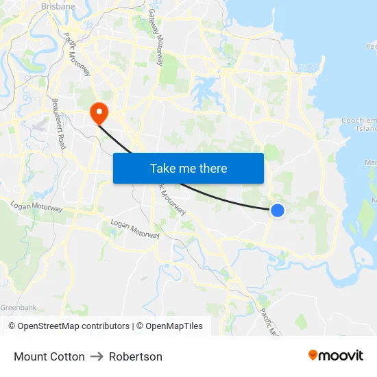 Mount Cotton to Robertson map