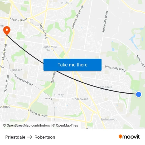 Priestdale to Robertson map