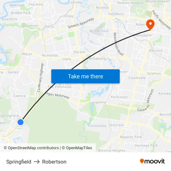 Springfield to Robertson map