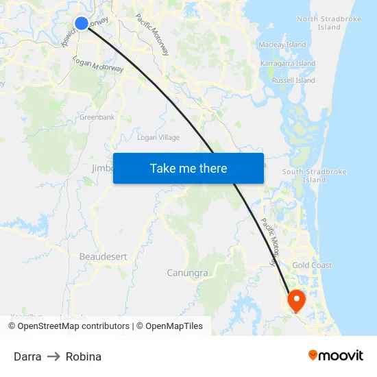 Darra to Robina map