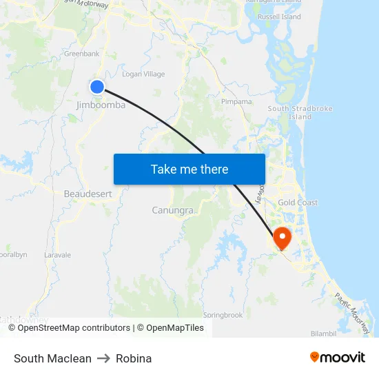 South Maclean to Robina map