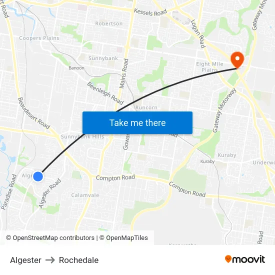 Algester to Rochedale map