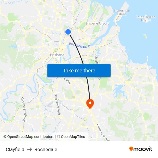 Clayfield to Rochedale map
