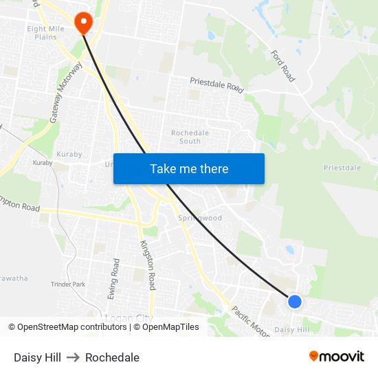 Daisy Hill to Rochedale map