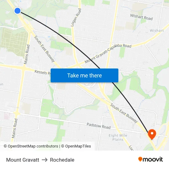 Mount Gravatt to Rochedale map