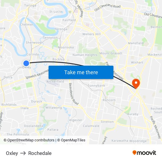 Oxley to Rochedale map