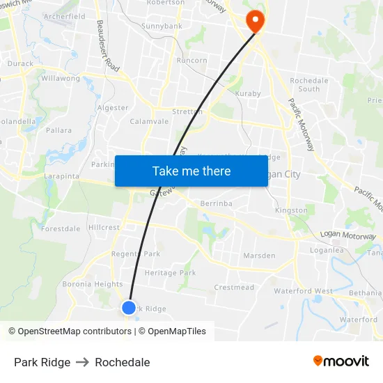 Park Ridge to Rochedale map