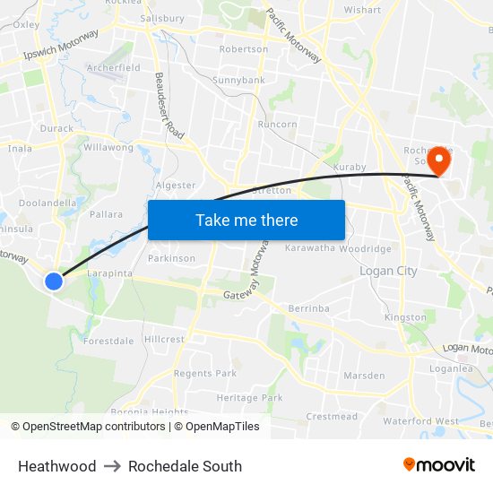 Heathwood to Rochedale South map