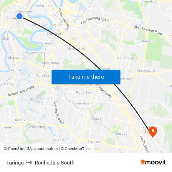 Taringa to Rochedale South map