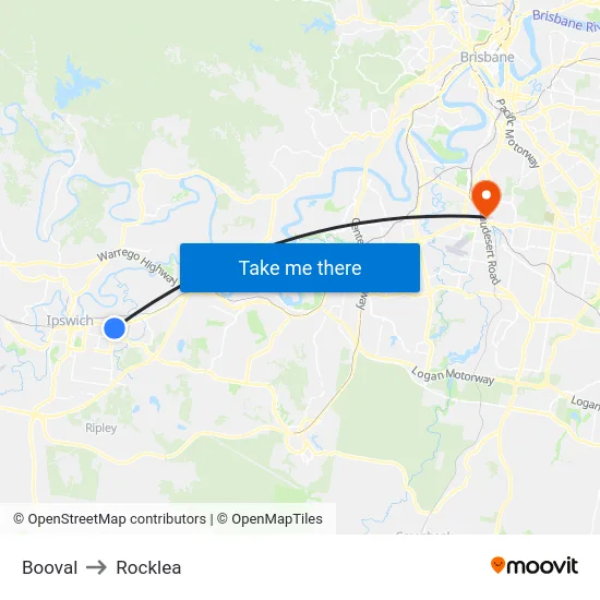 Booval to Rocklea map