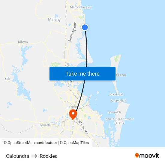 Caloundra to Rocklea map