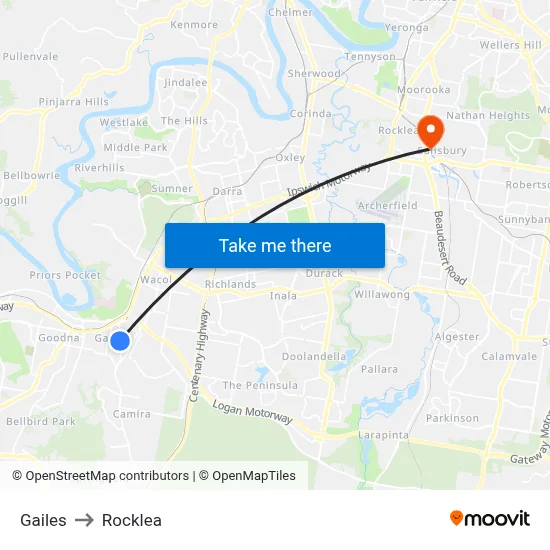 Gailes to Rocklea map