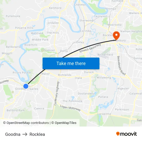 Goodna to Rocklea map