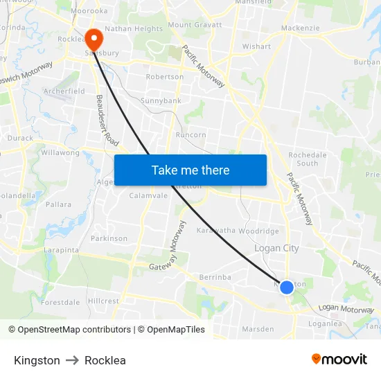Kingston to Rocklea map