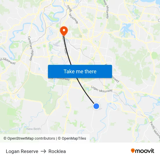 Logan Reserve to Rocklea map