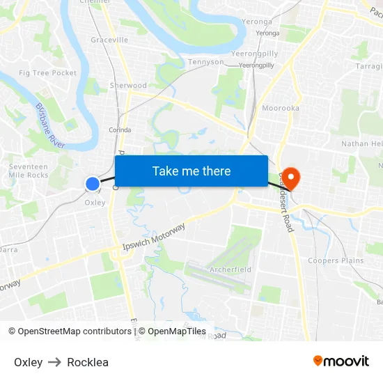 Oxley to Rocklea map