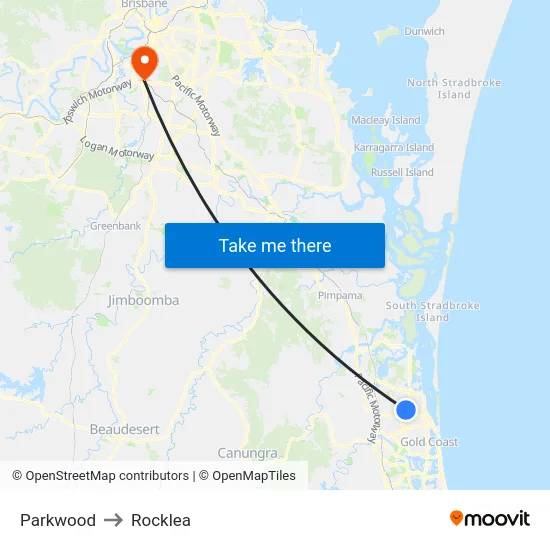 Parkwood to Rocklea map