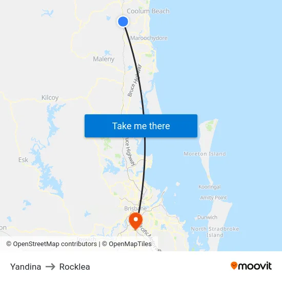 Yandina to Rocklea map