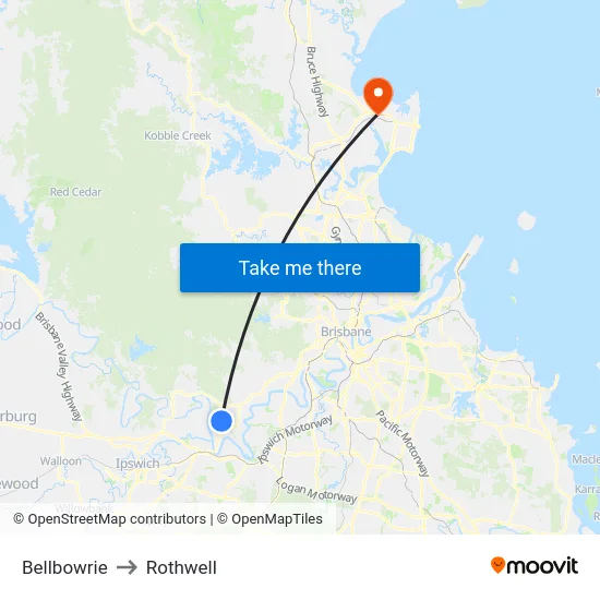 Bellbowrie to Rothwell map