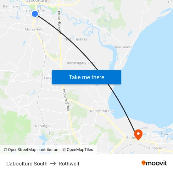 Caboolture South to Rothwell map
