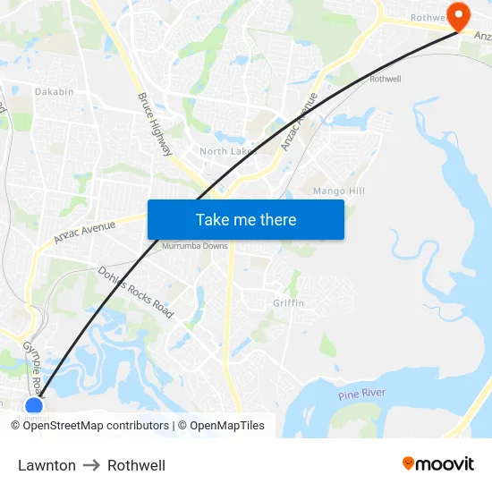 Lawnton to Rothwell map