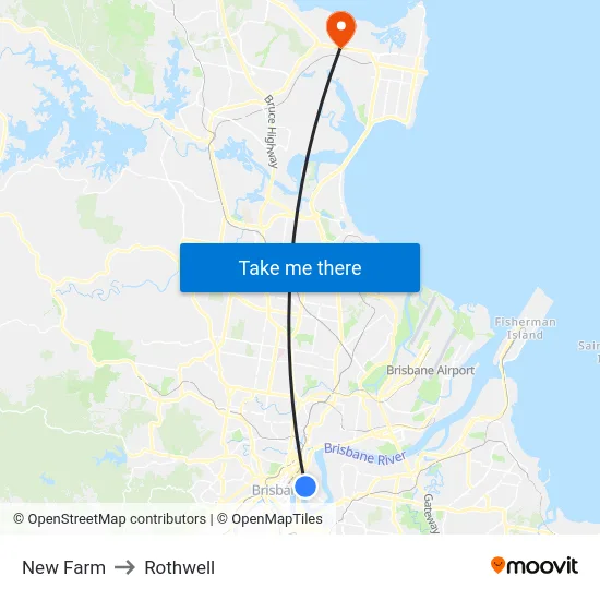 New Farm to Rothwell map