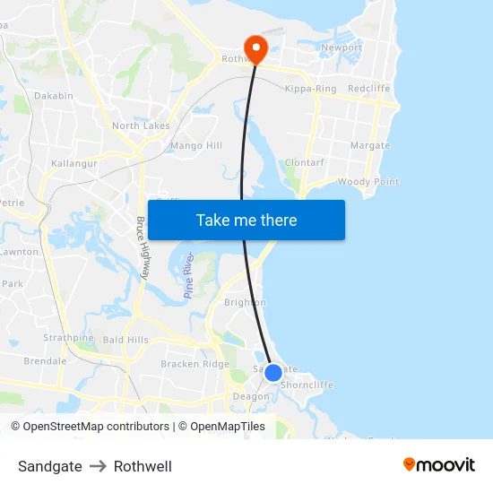 Sandgate to Rothwell map