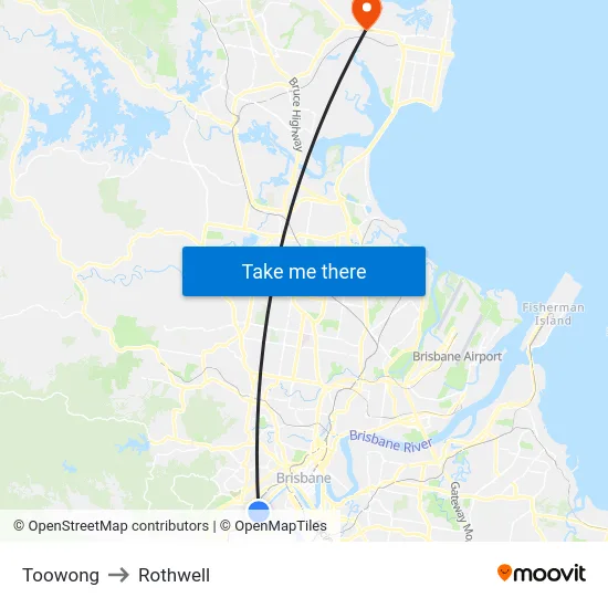 Toowong to Rothwell map